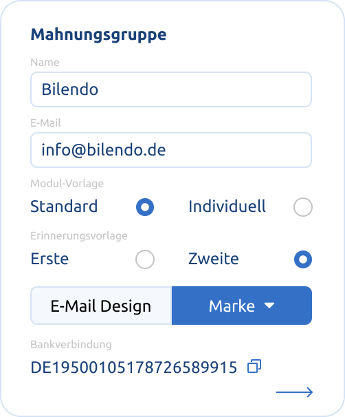 Bilendo custom dunning groups